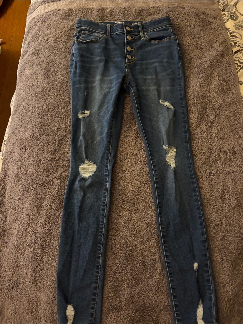 Old Navy Distressed Dark Blue Skinny Jeans